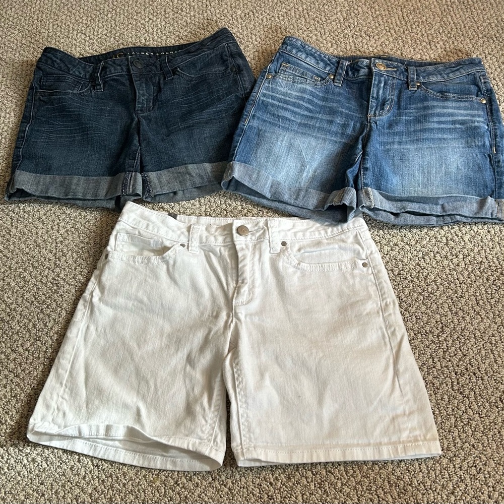 Lauren Conrad Stylish Women's Denim Shorts - Blue & White Set of 3 size 2
